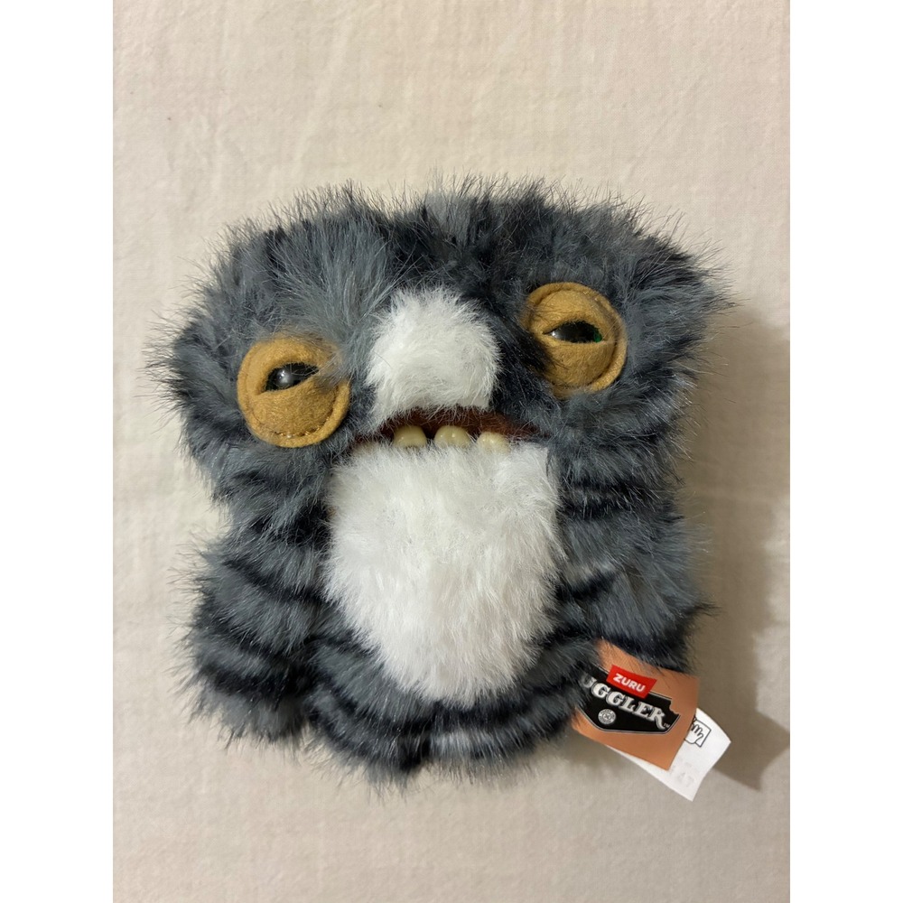 Zuru Fuggler Funny Ugly Monster Grey Striped Plush Backpack Clip Keychain Toy